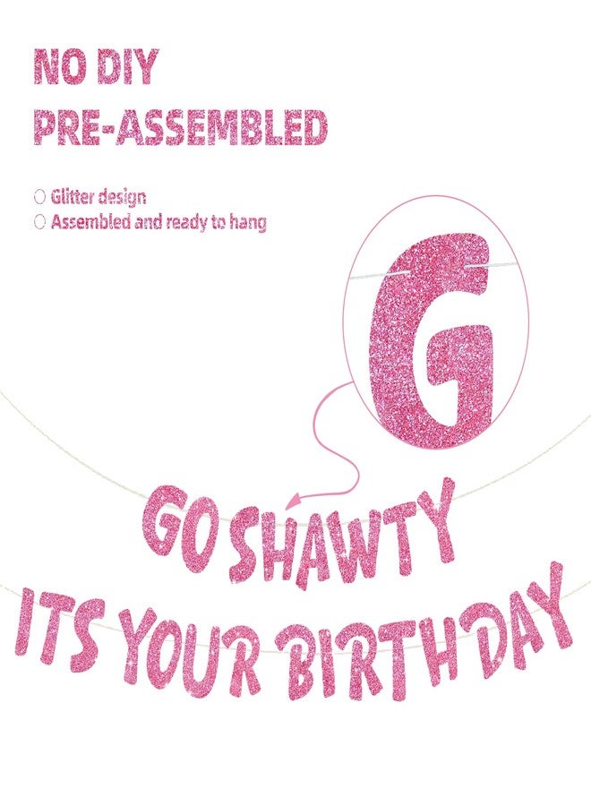بيشيدا لافتة عيد ميلاد بيشيدا الوردية "Go Shawty It's Your Birthday"، جاهزة للتجميع، لافتة عيد ميلاد سعيد بنمط الهيب هوب، زينة أعياد الميلاد 21، 30، 40، 50، 60، 70، لوازم حفلات أعياد الميلاد وهدايا - Image 2
